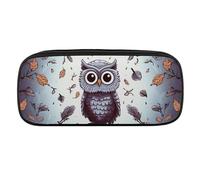 DDTKLSNV Leather Pencil Bag Waterproof Cute Pen Case Travel Cosmetic Makeup Bag Organizer Pen Holder for Men Women,Owl Tree Branches