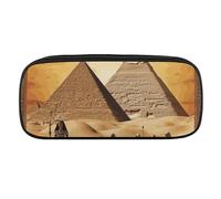 DDTKLSNV Leather Pencil Bag Waterproof Cute Pen Case Travel Cosmetic Makeup Bag Organizer Pen Holder for Men Women,Ancient Egypt