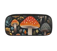 DDTKLSNV Leather Pencil Bag Waterproof Cute Pen Case Travel Cosmetic Makeup Bag Organizer Pen Holder for Men Women,Colorful Mushroom