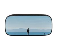 DDTKLSNV Leather Pencil Bag Waterproof Cute Pen Case Travel Cosmetic Makeup Bag Organizer Pen Holder for Men Women,Lonely Back