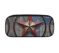 DDTKLSNV Leather Pencil Bag Waterproof Cute Pen Case Travel Cosmetic Makeup Bag Organizer Pen Holder for Men Women,American Wastern Texas Star