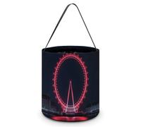 DDTKLSNV London Eye at Night Halloween Trick Or Treat Bag Reusable Halloween Candy Bucket Candy Bag Grocery Bags with Handles for Halloween Party Supplies Favors