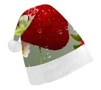 DDTKLSNV Lovely Strawberry Christmas Hat Comfort Plush Santa Hats Extra Thicken Xmas Hat for Adults Women Men Xmas New Year Party Headwear