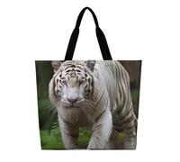 DDTKLSNV Majestic White Bengal Tiger Women Tote Bag Large Casual Shoulder Bag Reusable Grocery Bag Fasion Handbag for Office Shopping Travel