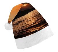 DDTKLSNV Mountain And Water At Sunset Christmas Hat Comfort Plush Santa Hats Extra Thicken Xmas Hat for Adults Women Men Xmas New Year Party Headwear
