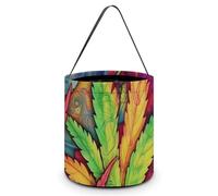 DDTKLSNV MultiColor Leaf Weed Art Halloween Trick Or Treat Bag Reusable Halloween Candy Bucket Candy Bag Grocery Bags with Handles for Halloween Party Supplies Favors