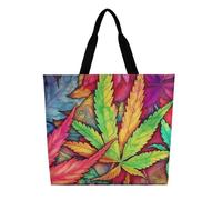 DDTKLSNV MultiColor Leaf Weed Art Women Tote Bag Large Casual Shoulder Bag Reusable Grocery Bag Fasion Handbag for Office Shopping Travel