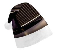 DDTKLSNV Old Radio on Black Paper Christmas Hat Comfort Plush Santa Hats Extra Thicken Xmas Hat for Adults Women Men Xmas New Year Party Headwear