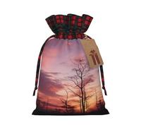 DDTKLSNV Pink Dusk Background Christmas Burlap Gift Bags With Drawstring, Christmas Linen Treat Bags W/Tags Goody Gift Bag Xmas Candy Reusable Gifts Wrapping Bag Xmas Holiday Party Favors