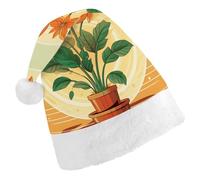 DDTKLSNV Plant Vector Illustration Christmas Hat Comfort Plush Santa Hats Extra Thicken Xmas Hat for Adults Women Men Xmas New Year Party Headwear
