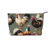 DDTKLSNV Portable Makeup Bag Corduroy Cosmetic Bags With Zipper Travel Makeup Purse Pouch Chicken And Rooster Print Skincare Storage Bag Toiletry Organizer Bags For Women Girls