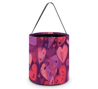 DDTKLSNV Purple Love Pattern Halloween Trick Or Treat Bag Reusable Halloween Candy Bucket Candy Bag Grocery Bags with Handles for Halloween Party Supplies Favors