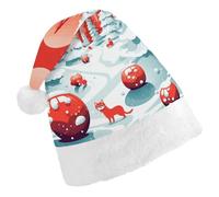 DDTKLSNV Red Snowball Christmas Hat Comfort Plush Santa Hats Extra Thicken Xmas Hat for Adults Women Men Xmas New Year Party Headwear