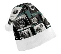DDTKLSNV Retro Cool Camera Collection Christmas Hat Comfort Plush Santa Hats Extra Thicken Xmas Hat for Adults Women Men Xmas New Year Party Headwear