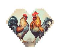 DDTKLSNV Rooster and Hen Building Block Puzzle Heart Shaped Personalized Photo Building Blocks Puzzles Family Keepsake DIY Romantic Home Decor Anniversary Birthday Gifts for Her, Him, Lovers, Couples