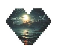 DDTKLSNV Sea Moon Building Block Puzzle Heart Shaped Personalized Photo Building Blocks Puzzles Family Keepsake DIY Romantic Home Decor Anniversary Birthday Gifts for Her, Him, Lovers, Couples