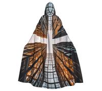 DDTKLSNV Skyscraper Looking Up At Sky Halloween Hooded Cloak Adults Full Length Christmas Witch Cape Robe Costume Party Supplies for Halloween Cosplay Costumes