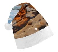 DDTKLSNV Sunglasses on The Beach Christmas Hat Comfort Plush Santa Hats Extra Thicken Xmas Hat for Adults Women Men Xmas New Year Party Headwear