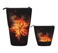 DDTKLSNV Telescopic Pencil Case Cute Stand Pencil Bag Pop Up Pen Holder Abstract Fire Flowers Hd Cosmetics Bags Desk Stationery Case For Office Supplies