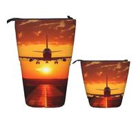 DDTKLSNV Telescopic Pencil Case Cute Stand Pencil Bag Pop Up Pen Holder Airplane Sunset Cosmetics Bags Desk Stationery Case For Office Supplies