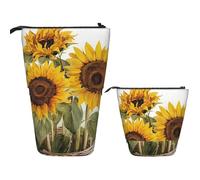 DDTKLSNV Telescopic Pencil Case Cute Stand Pencil Bag Pop Up Pen Holder Alluring Sunflowers Summer Cosmetics Bags Desk Stationery Case For Office Supplies