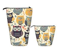 DDTKLSNV Telescopic Pencil Case Cute Stand Pencil Bag Pop Up Pen Holder Animal Cartoon Owls Cute Cosmetics Bags Desk Stationery Case For Office Supplies