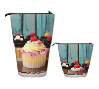 DDTKLSNV Telescopic Pencil Case Cute Stand Pencil Bag Pop Up Pen Holder Bakery Cake Cosmetics Bags Desk Stationery Case For Office Supplies