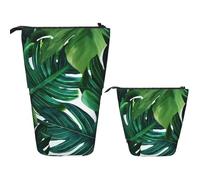 DDTKLSNV Telescopic Pencil Case Cute Stand Pencil Bag Pop Up Pen Holder Banana Leaves Cosmetics Bags Desk Stationery Case For Office Supplies