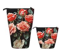 DDTKLSNV Telescopic Pencil Case Cute Stand Pencil Bag Pop Up Pen Holder Beautiful Rose Gift Cosmetics Bags Desk Stationery Case For Office Supplies