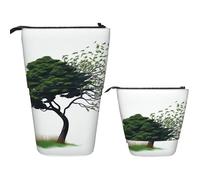 DDTKLSNV Telescopic Pencil Case Cute Stand Pencil Bag Pop Up Pen Holder Big Tree Blowing In The Wind Cosmetics Bags Desk Stationery Case For Office Supplies