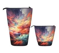 DDTKLSNV Telescopic Pencil Case Cute Stand Pencil Bag Pop Up Pen Holder Colorful Clouds Cosmetics Bags Desk Stationery Case For Office Supplies