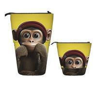 DDTKLSNV Telescopic Pencil Case Cute Stand Pencil Bag Pop Up Pen Holder Curious Monkey Cosmetics Bags Desk Stationery Case For Office Supplies