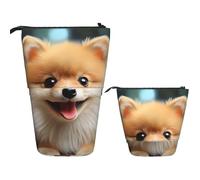 DDTKLSNV Telescopic Pencil Case Cute Stand Pencil Bag Pop Up Pen Holder Cute Little Pomeranian Cosmetics Bags Desk Stationery Case For Office Supplies