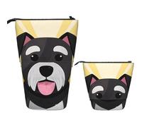 DDTKLSNV Telescopic Pencil Case Cute Stand Pencil Bag Pop Up Pen Holder Cute Pet Schnauzer Dog Pattern Cosmetics Bags Desk Stationery Case For Office Supplies