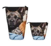 DDTKLSNV Telescopic Pencil Case Cute Stand Pencil Bag Pop Up Pen Holder Dog Sleeping With Bear Cosmetics Bags Desk Stationery Case For Office Supplies