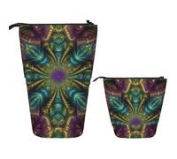 DDTKLSNV Telescopic Pencil Case Cute Stand Pencil Bag Pop Up Pen Holder Fractal Art Cosmetics Bags Desk Stationery Case For Office Supplies