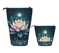 DDTKLSNV Telescopic Pencil Case Cute Stand Pencil Bag Pop Up Pen Holder Magic Lotus Floral Cosmetics Bags Desk Stationery Case For Office Supplies