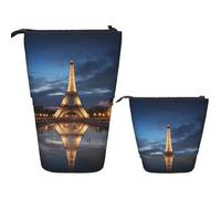 DDTKLSNV Telescopic Pencil Case Cute Stand Pencil Bag Pop Up Pen Holder Paris In Ninght Cosmetics Bags Desk Stationery Case For Office Supplies