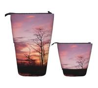 DDTKLSNV Telescopic Pencil Case Cute Stand Pencil Bag Pop Up Pen Holder Pink Dusk Background Cosmetics Bags Desk Stationery Case For Office Supplies