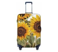DDTKLSNV Travel Luggage Covers For Suitcase, Alluring Sunflowers Summer Elastic Suitcase Protector Washable Anti-Scratch Suitcase Baggage Cover Luggage Protector Fits 18-32 Inch Luggage, Black, L