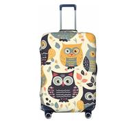DDTKLSNV Travel Luggage Covers For Suitcase, Animal Cartoon Owls Cute Elastic Suitcase Protector Washable Anti-Scratch Suitcase Baggage Cover Luggage Protector Fits 18-32 Inch Luggage, Black, L