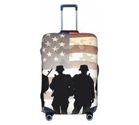 DDTKLSNV Travel Luggage Covers For Suitcase, Armed Forces Day American Elastic Suitcase Protector Washable Anti-Scratch Suitcase Baggage Cover Luggage Protector Fits 18-32 Inch Luggage, Black, L