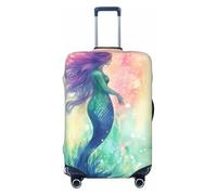 DDTKLSNV Travel Luggage Covers For Suitcase, Beautiful Mermaid Tail Elastic Suitcase Protector Washable Anti-Scratch Suitcase Baggage Cover Luggage Protector Fits 18-32 Inch Luggage, Black, XL