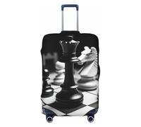DDTKLSNV Travel Luggage Covers For Suitcase, Black And White Chess Elastic Suitcase Protector Washable Anti-Scratch Suitcase Baggage Cover Luggage Protector Fits 18-32 Inch Luggage, Black, S
