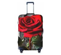 DDTKLSNV Travel Luggage Covers For Suitcase, Blooming Red Rose Elastic Suitcase Protector Washable Anti-Scratch Suitcase Baggage Cover Luggage Protector Fits 18-32 Inch Luggage, Black, L