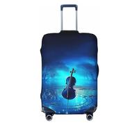 DDTKLSNV Travel Luggage Covers For Suitcase, Blue Night Music Elastic Suitcase Protector Washable Anti-Scratch Suitcase Baggage Cover Luggage Protector Fits 18-32 Inch Luggage, Black, XL