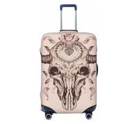 DDTKLSNV Travel Luggage Covers For Suitcase, Bull Skull Tribalv Elastic Suitcase Protector Washable Anti-Scratch Suitcase Baggage Cover Luggage Protector Fits 18-32 Inch Luggage, Black, L