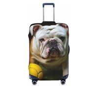 DDTKLSNV Travel Luggage Covers For Suitcase, Bulldog With Yellow Ball Elastic Suitcase Protector Washable Anti-Scratch Suitcase Baggage Cover Luggage Protector Fits 18-32 Inch Luggage, Black, M