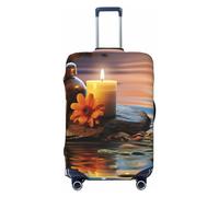 DDTKLSNV Travel Luggage Covers For Suitcase, Candles Meditation Stones Elastic Suitcase Protector Washable Anti-Scratch Suitcase Baggage Cover Luggage Protector Fits 18-32 Inch Luggage, Black, L
