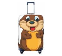 DDTKLSNV Travel Luggage Covers For Suitcase, Cartoon Animated Beaver Elastic Suitcase Protector Washable Anti-Scratch Suitcase Baggage Cover Luggage Protector Fits 18-32 Inch Luggage, Black, S